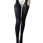 [NAKAMAJITA] 日本製 サスペンダータイツ 80D M-L オープンクロッチ サスペンダーストッキング